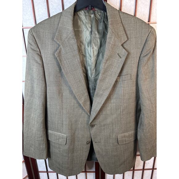 Kuppenheimer 100% wool blazer olive with faint burgundy lines, men’s 44R - Picture 1 of 8